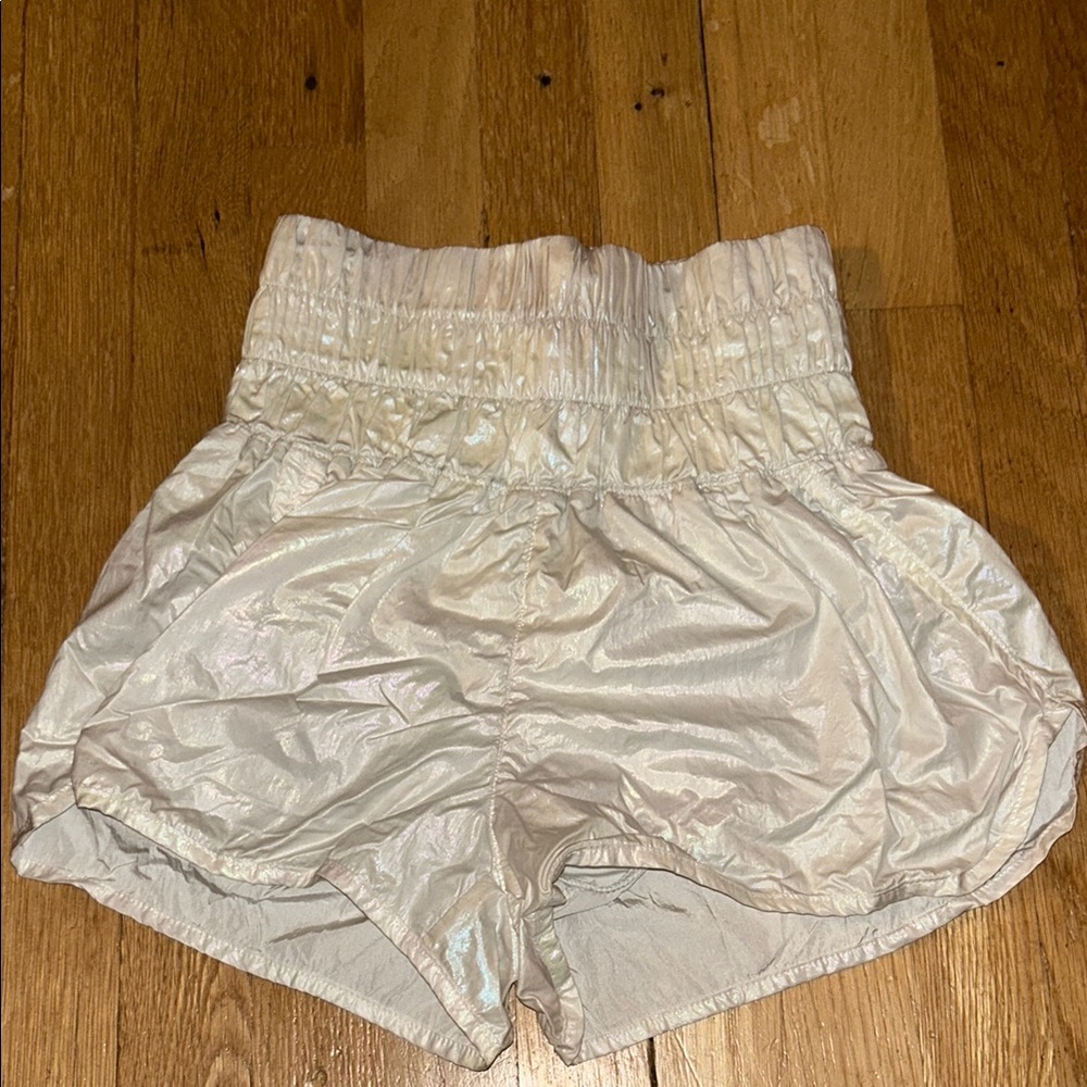 ♡ free people movement “the way home” holographic athletic shorts